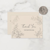 Minimalistische botanische dank u notitiekaartje (Voorkant / Achterkant in situ)