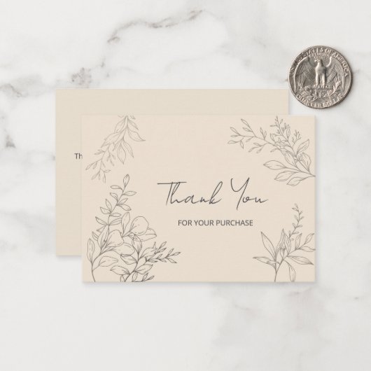 Minimalistische botanische dank u notitiekaartje (Voorkant / Achterkant in situ)