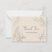 Minimalistische botanische dank u notitiekaartje (Voorkant)