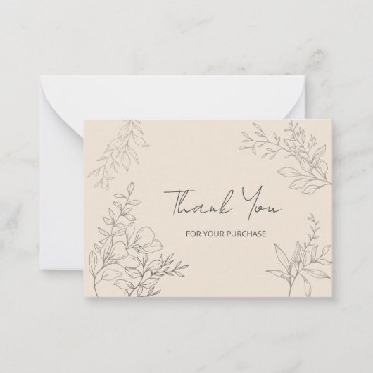 Minimalistische botanische dank u notitiekaartje (Voorkant)