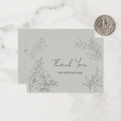 Minimalistische botanische dank u notitiekaartje (Voorkant / Achterkant in situ)