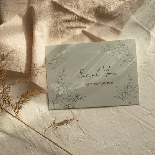 Minimalistische botanische dank u notitiekaartje