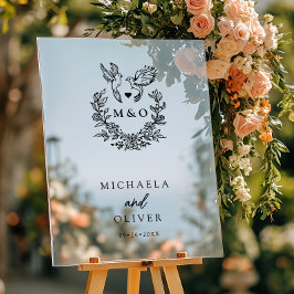 Minimalistische Botanische Duiven Elegant Script W Acryl Bord