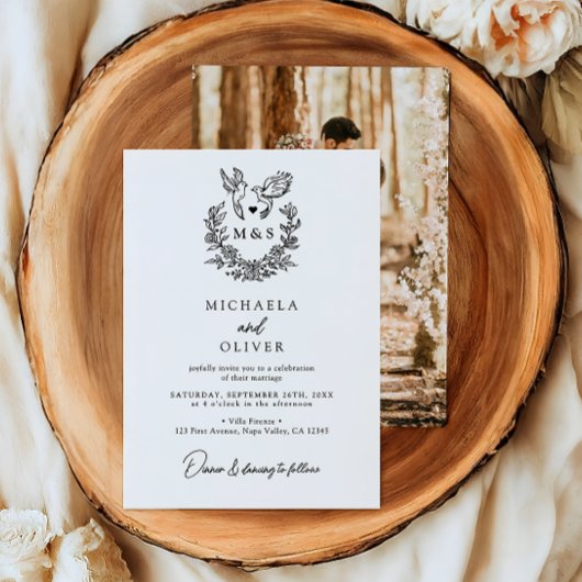 Minimalistische Botanische Duiven Elegant Script W Kaart