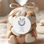 Minimalistische Botanische Duiven Elegant Script W Ronde Sticker