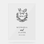 Minimalistische Botanische Duiven Elegante Scripti Acryl Bord (Voorkant)