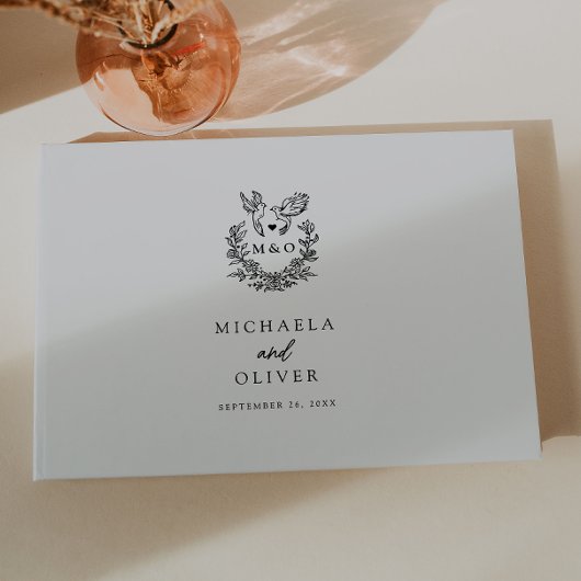 Minimalistische Botanische Duiven Elegante Scripti Gastenboek