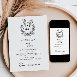 Minimalistische Botanische Duiven Elegante Scripti Kaart