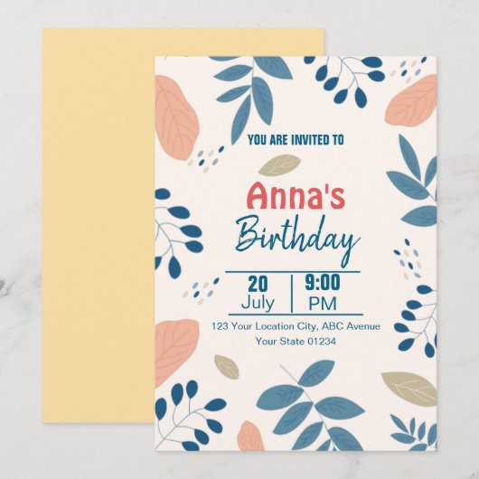 Minimalistische botanische elegante bloemenverjaar kaart (Voorkant / Achterkant)