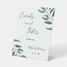Minimalistische Botanische Eucalyptus Kaarten en C Reclamebord Met Voetstuk
