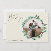 Minimalistische botanische foto familie kerst feestdagenkaart (Voorkant)