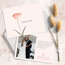 Minimalistische botanische foto koraal bedankkaart