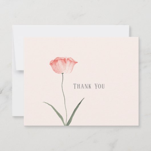 Minimalistische botanische foto koraal bedankkaart (Voorkant)