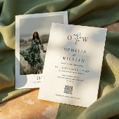 Minimalistische botanische foto QR-code trouwen Kaart