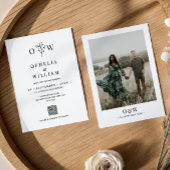Minimalistische Botanische Foto QR Code Wedding Kaart