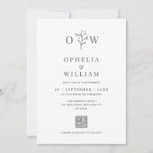 Minimalistische Botanische Foto QR Code Wedding Kaart (Voorkant)