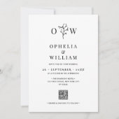 Minimalistische Botanische Foto QR Code Wedding Kaart (Voorkant)