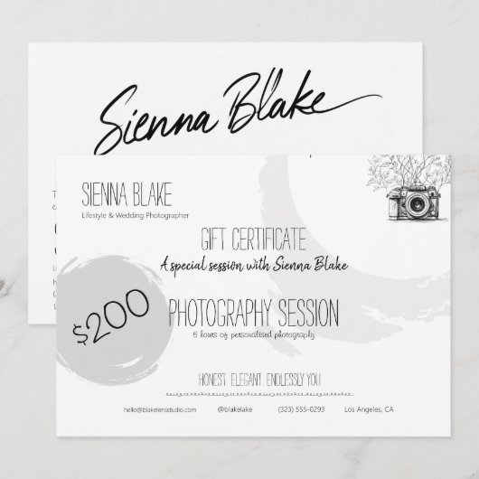 Minimalistische Botanische Fotografie Cadeaubon Ka (Voorkant / Achterkant)