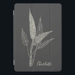 Minimalistische botanische gepersonaliseerde naam  iPad pro cover<br><div class="desc">Een elegante iPad-hoes met een delicate botanische illustratie in een stijl van fijne lijnkunst. Het monochrome ontwerp tegen een donkere achtergrond geeft het een verfijnde en tijdloze aantrekkingskracht. Gepersonaliseerd met een aangepaste naam, is dit hoesje ideaal voor liefhebbers van natuur, artiesten, schrijvers of iedereen die de moderne minimalistische esthetiek waardeert....</div>