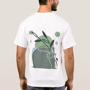Minimalistische botanische groen kunst T-shirt