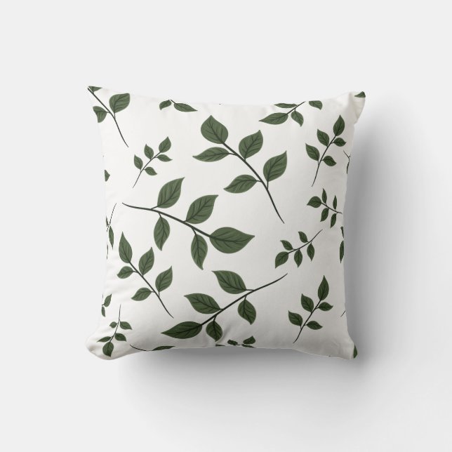 Minimalistische botanische groene bladeren estheti kussen (Voorkant)