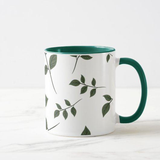 Minimalistische botanische groene bladeren tweekle mok (Rechts)