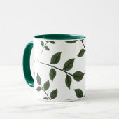 Minimalistische botanische groene bladeren tweekle mok (Voorkant links)
