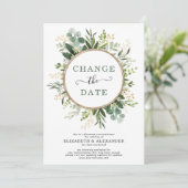 Minimalistische Botanische Groene Goud Datum Wijzi Kaart (Staand voorkant)