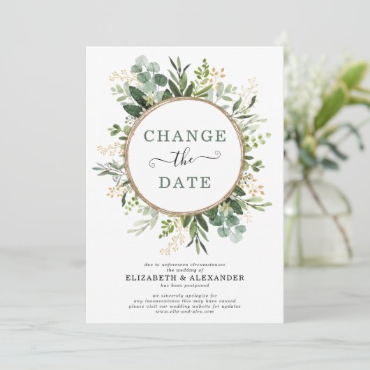 Minimalistische Botanische Groene Goud Datum Wijzi Kaart (Staand voorkant)