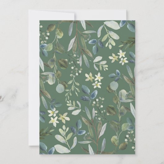 Minimalistische Botanische Groene Goud Datum Wijzi Kaart (Achterkant)