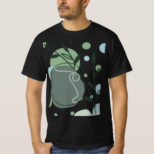 Minimalistische botanische groene kunst T-shirt