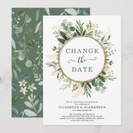 Minimalistische botanische groene planten gouden d kaart
