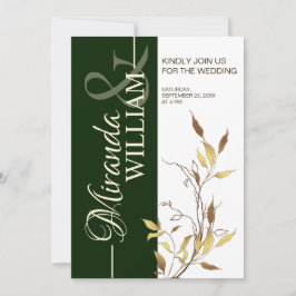 Minimalistische botanische groene trouwuitnodiging kaart