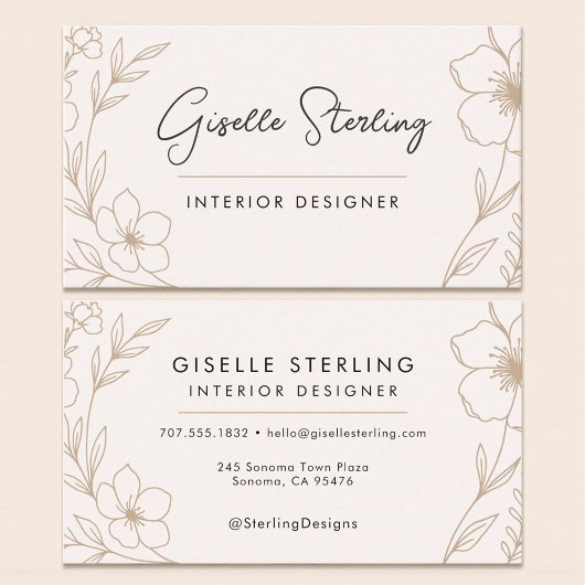Minimalistische Botanische Interieur Ontwerper Visitekaartje