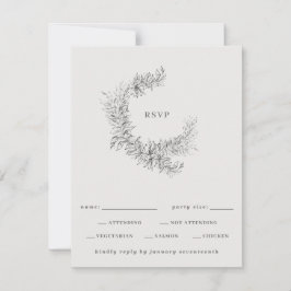 Minimalistische Botanische Krans Bruiloft RSVP Kaartje