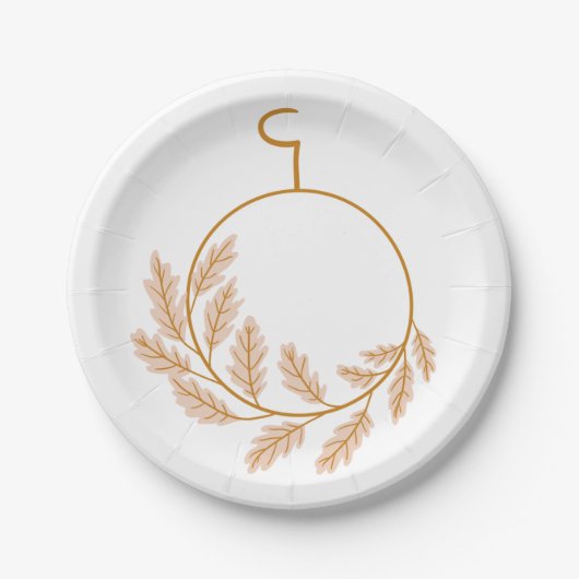 Minimalistische botanische krans modern neutraal papieren bordje (Voorkant)