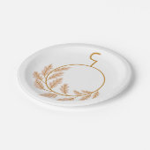 Minimalistische botanische krans modern neutraal papieren bordje (Gekanteld)