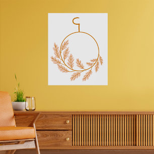 Minimalistische botanische krans modern neutraal poster