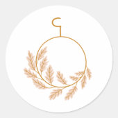 Minimalistische botanische krans modern neutraal ronde sticker (Voorkant)