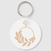 Minimalistische botanische krans modern neutraal sleutelhanger (Voorkant)