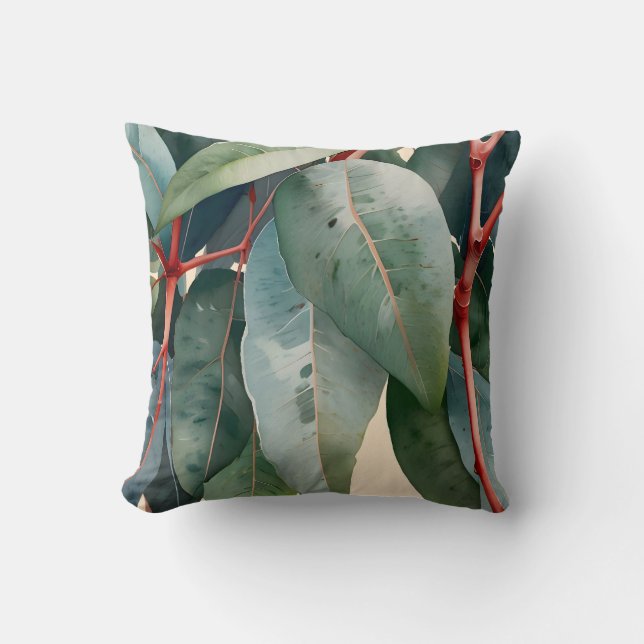 Minimalistische botanische kunst van eucalyptus kussen (Voorkant)