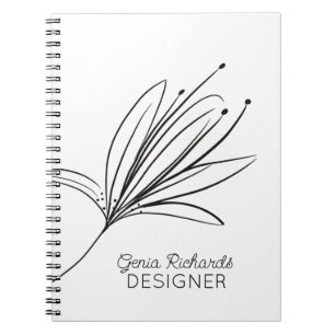Minimalistische Botanische Lelie Bloem Ontwerper  Notitieboek