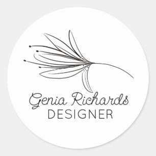 Minimalistische Botanische Lelie Bloem Ontwerper  Ronde Sticker