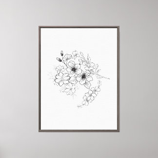Minimalistische botanische lijnenkunst  canvas afdruk
