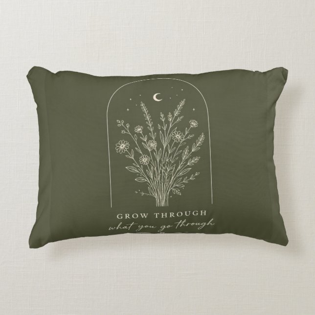 Minimalistische botanische lijnkunst accent kussen (Voorkant)