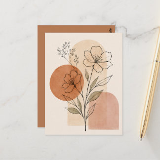 Minimalistische Botanische Lijnkunst Afdruk | Boho Briefkaart