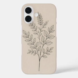 Minimalistische Botanische Lijnkunst iPhone 16 Hoe Hoesje