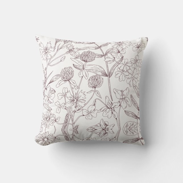 Minimalistische botanische lijnkunst kussensloop kussen (Voorkant)
