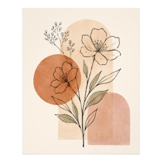 Minimalistische botanische lijnkunstprint | Boho b Foto Afdruk