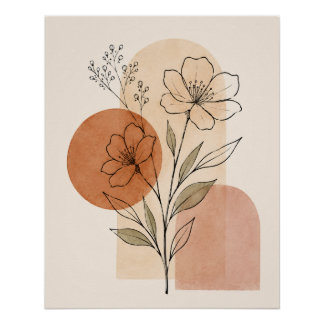Minimalistische botanische lijnkunstprint | Boho b Perfect Poster
